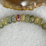 Natural Type A Brown with Blueish Green Jadeite Donut Beads Bracelet 17.94g 15.5cm 7.2mm 45 Pcs - Huangs Jadeite and Jewelry Pte Ltd