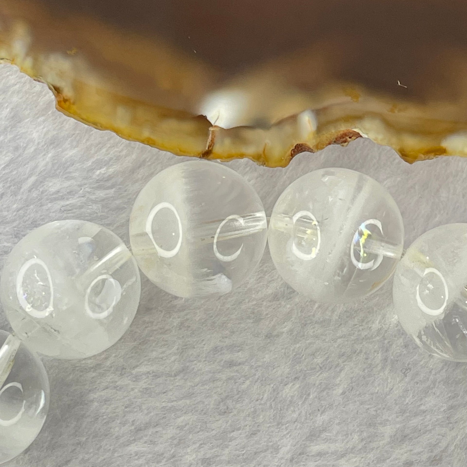 Natural White Phantom Quartz Beads Bracelet 68.81g 20cm 14.8mm 16 Beads - Huangs Jadeite and Jewelry Pte Ltd