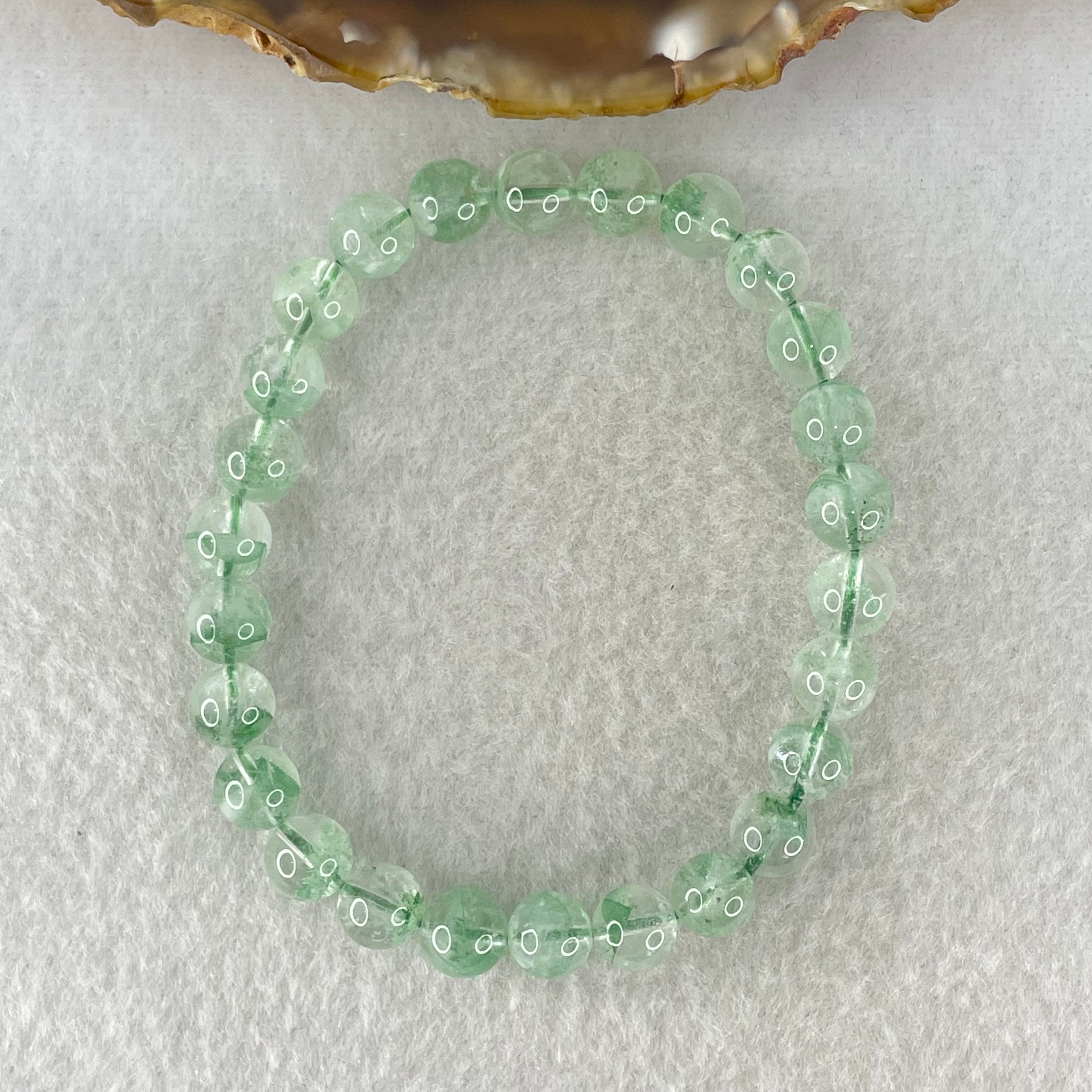 Special Grade Natural Green Phantom Quartz Bracelet 13.04g 16cm 7.3mm 26 Beads - Huangs Jadeite and Jewelry Pte Ltd