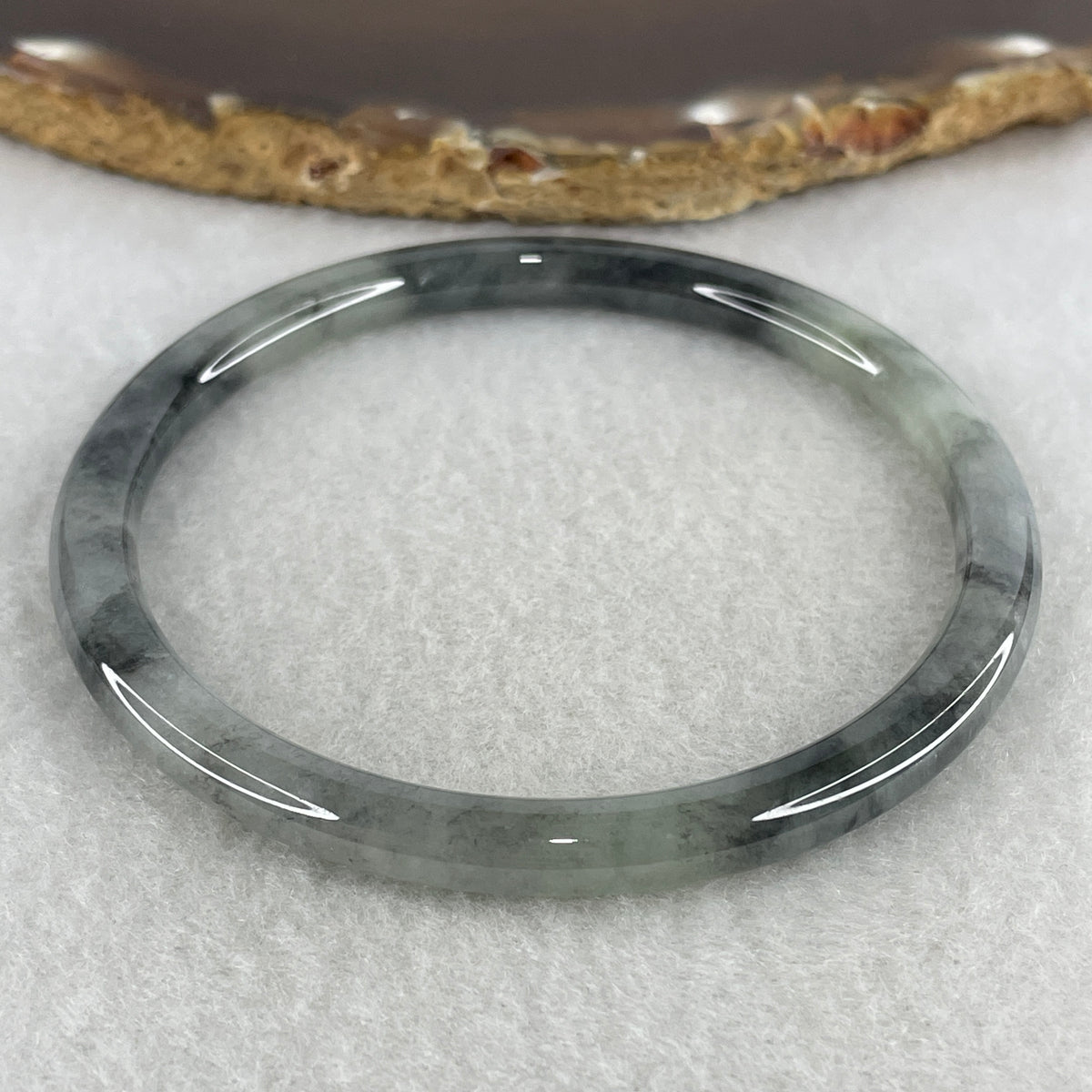 Natural Type A Wuji Grey Jadeite Bangle | 59.3mm Inner Diameter (19.10g 5.5x6.1mm | Very Slight External Rough | Yin-Yang Harmony & Spiritual Protection) - Huangs Jadeite and Jewelry Pte Ltd