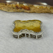 Natural Meteorite Bear Charm in S925 Silver with Crystals For Necklace / Bracelet (Gold Color) 7.33g 26.0 by 21.3 by 8.5mm - Huangs Jadeite and Jewelry Pte Ltd