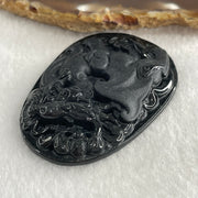 Type A Opaque to Partial Translucent Black Omphacite Jadeite Flying Pixiu Pendant 27.31g 61.2 by 42.5 by 9.3mm - Huangs Jadeite and Jewelry Pte Ltd