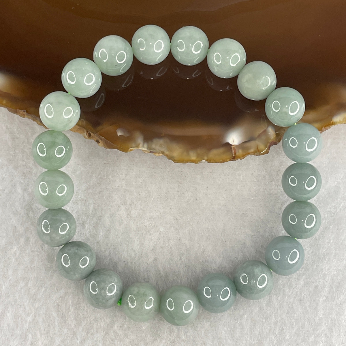 Natural Type A Blueish Green Jadeite Beads Bracelet | 15.5cm Strand of 21 Beads 9.1mm (26.51g | Emotional Wisdom, Abundance & Energy Shield)