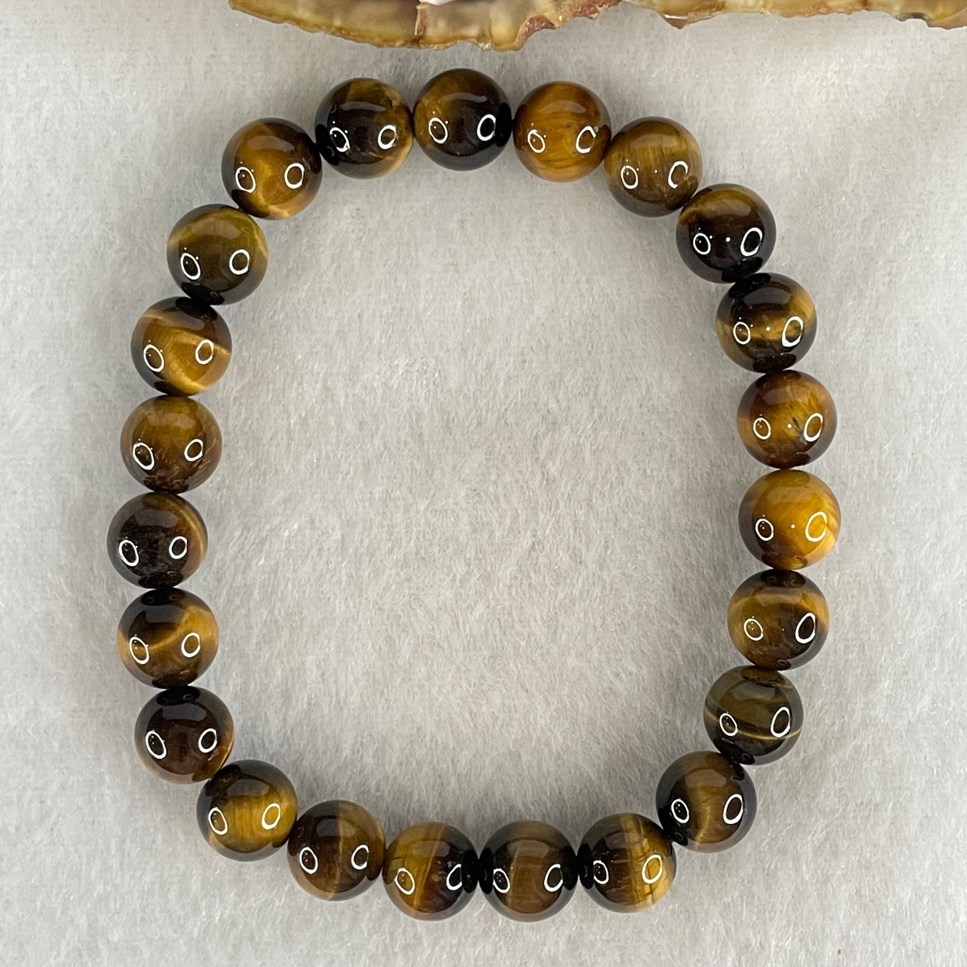 Natural Yellow Tiger's Eye Quartz Beads Bracelet 18.55g 16cm 8.5mm 23 Beads - Huangs Jadeite and Jewelry Pte Ltd