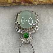 Natural Type A Semi Icy Light Green Jadeite Cabochon Necklace in S925 Silver | (5.80g | 44cm S925 | 13.8 x 11.0 x 5.5mm | Elegance & Abundance Anchor, Feng Shui Prosperity & Executive Charm Necklace) - Huangs Jadeite and Jewelry Pte Ltd