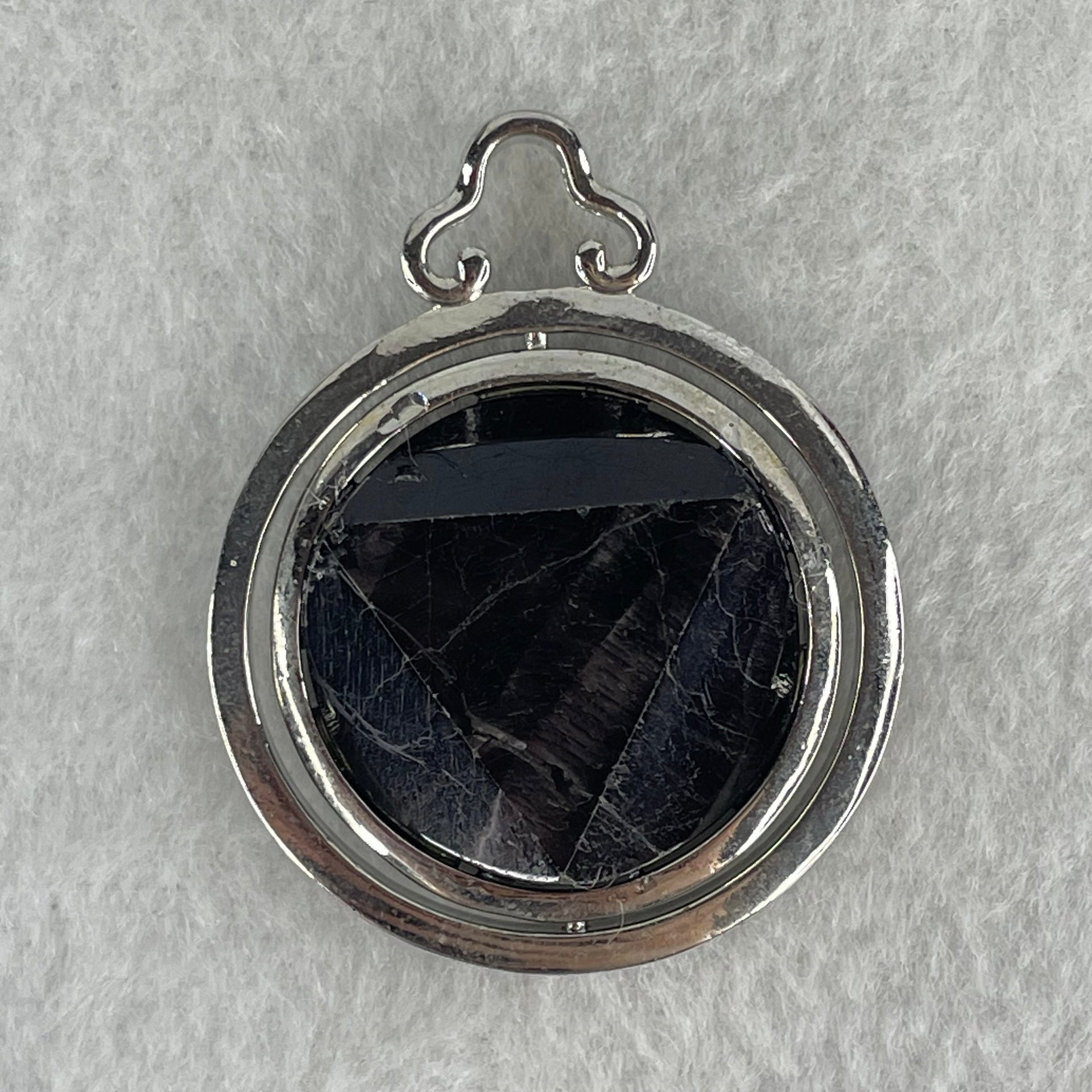 Natural Hypersthene in Stainless Steel Pendant 22.13g 25.0 by 8.0mm - Huangs Jadeite and Jewelry Pte Ltd