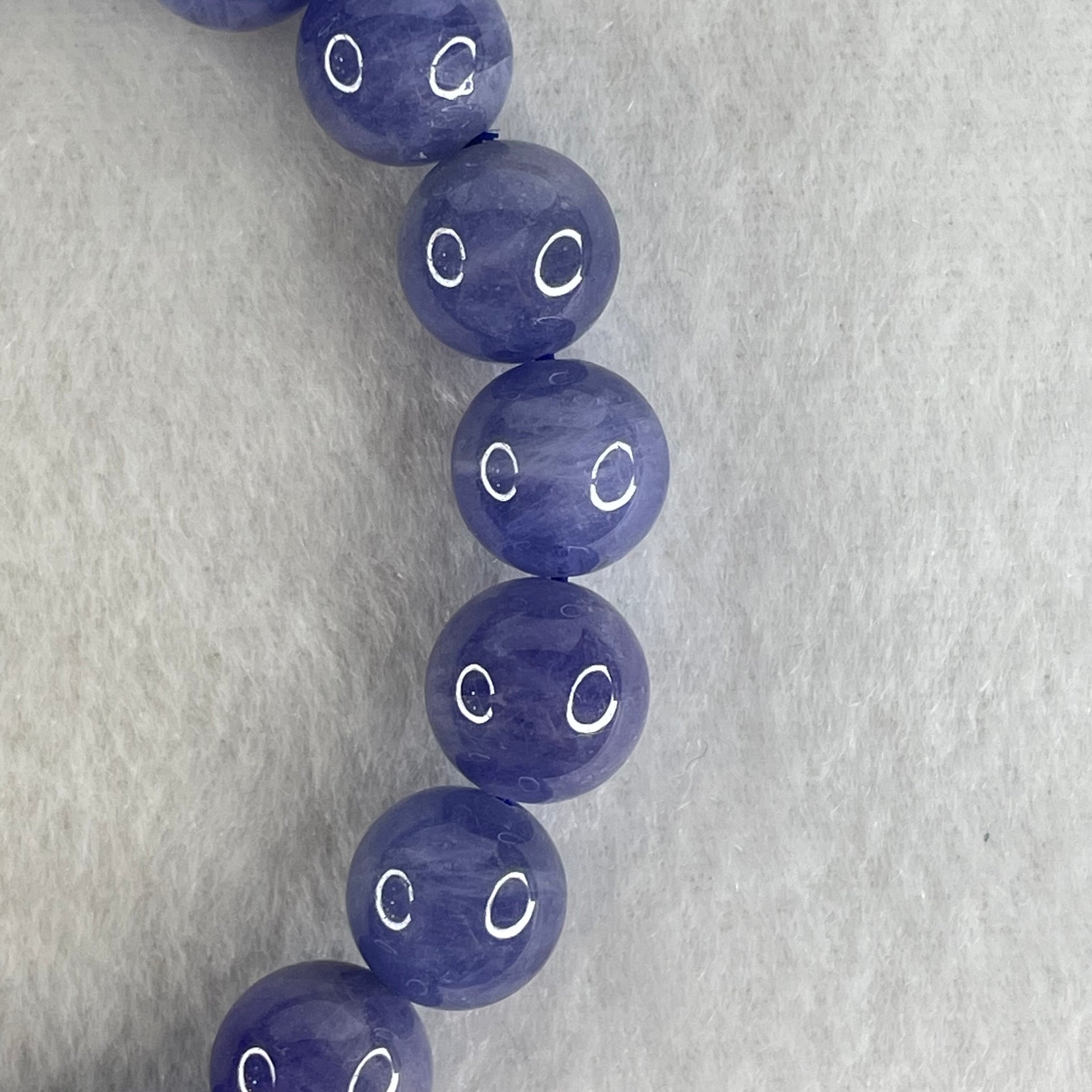 Above Average Grade Natural Blue Tanzanite Beads Bracelet 39.01g 16.5cm 10.6mm 19 Beads - Huangs Jadeite and Jewelry Pte Ltd