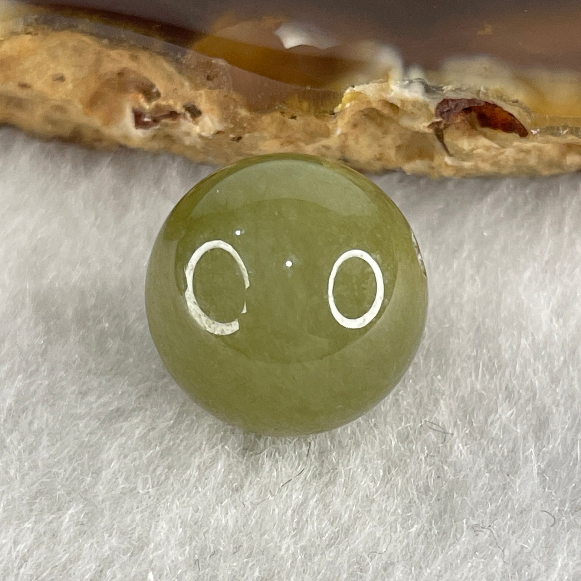 Natural Type A Yellowish Green Jadeite Bead Charm 4.15g 13.9mm - Huangs Jadeite and Jewelry Pte Ltd