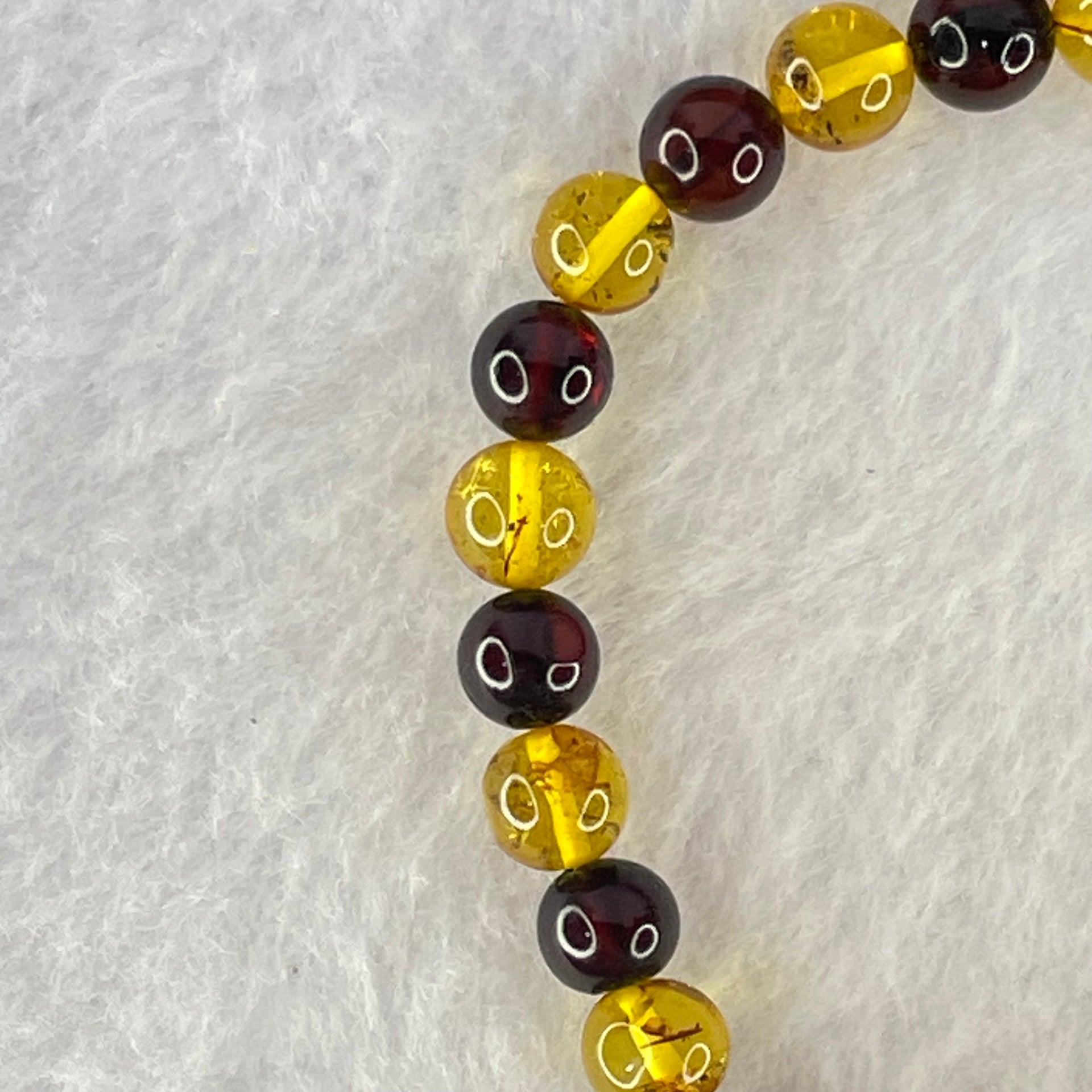 Natural Blood Red and Yellow Amber Beads Bracelet 3.66g 14.5cm 6.4mm 28 Beads - Huangs Jadeite and Jewelry Pte Ltd