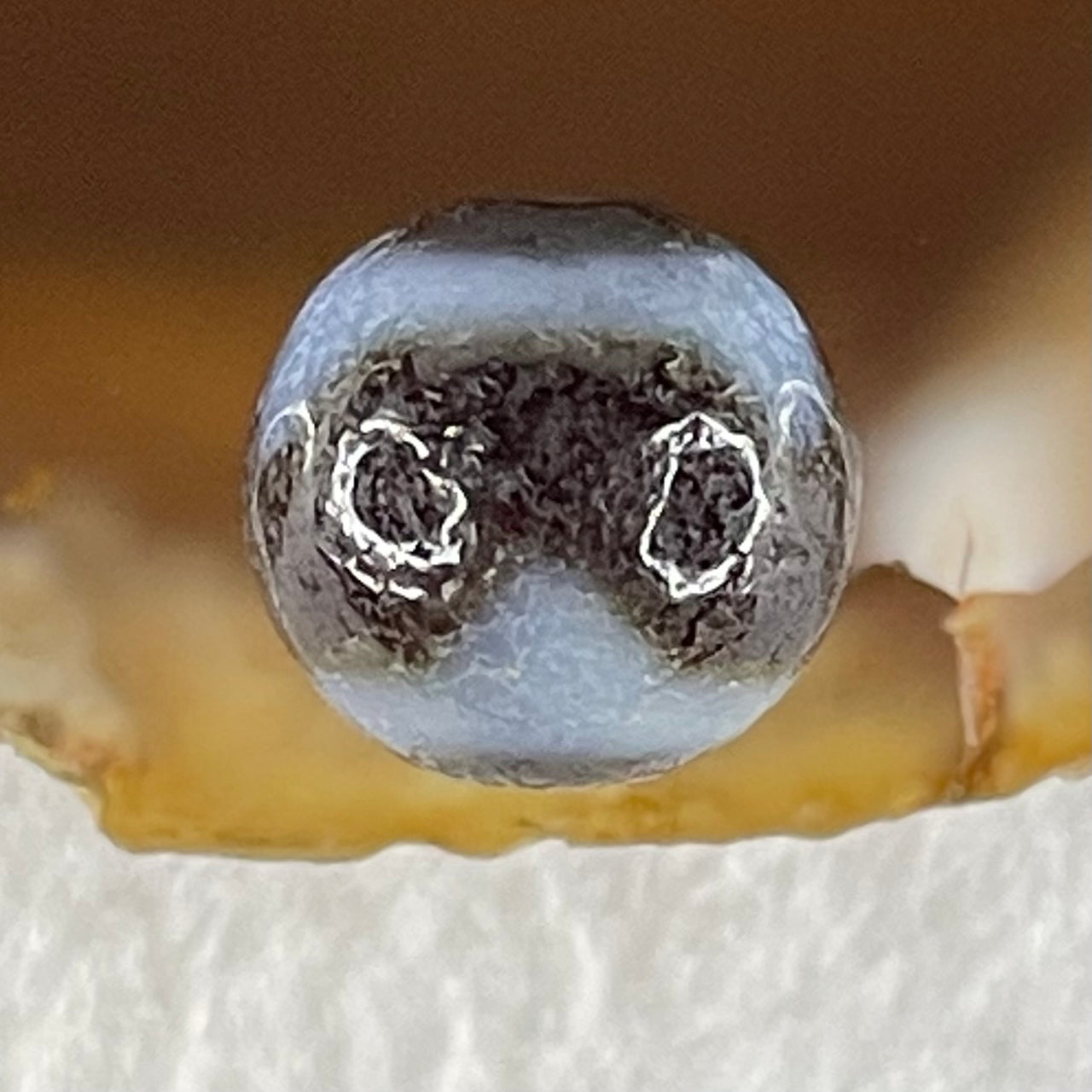 Natural Powerful Tibetan Old Oily Agate Tiger Tooth Daluo Dzi Bead Heavenly Master (Tian Zhu) 虎呀天诛 1.45g 9.8 by 10.3mm - Huangs Jadeite and Jewelry Pte Ltd