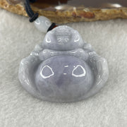 Natural Type A Lavender with Green Spots Jadeite Milo Laughing Buddha Pendant 45.90g 42.3 by 42.9 by 15.8mm - Huangs Jadeite and Jewelry Pte Ltd