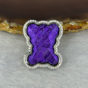 Natural Meteorite Bear Charm / Pendant in S925 Silver with Crystals For Necklace / Bracelet (Purple Color) 7.32g  26.1 by 21.4 by 8.4mm - Huangs Jadeite and Jewelry Pte Ltd