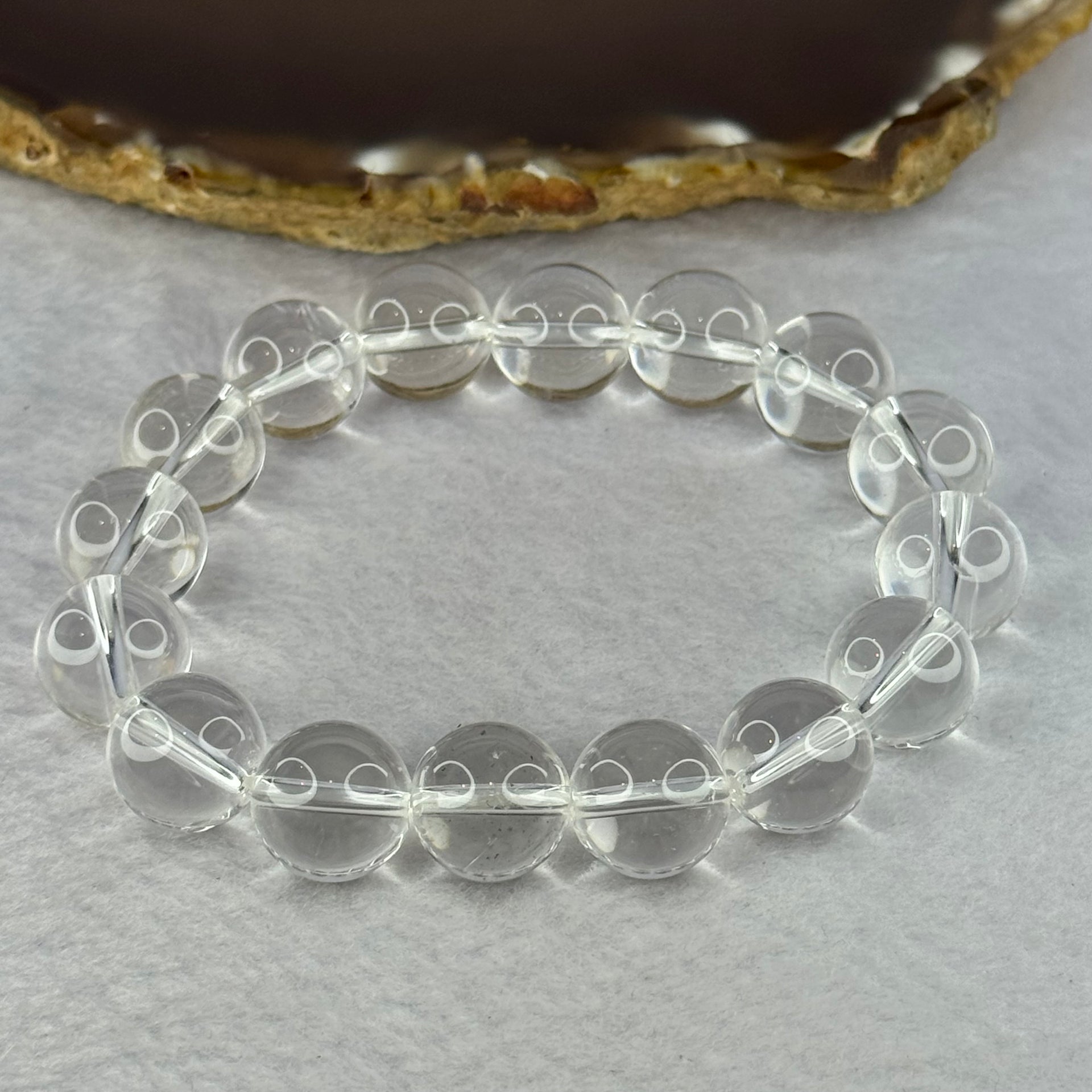 Natural Clear Quartz Beads Bracelet 天然白水晶手链 45.93g 17.5cm 12.9mm 16 Beads - Huangs Jadeite and Jewelry Pte Ltd
