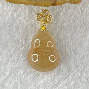 Type A Semi Icy Reddish Brown Jadeite Hulu and Diamonds in 18K Rose Gold Pendant 1.98g 14.8 by 11.0 by 6.3mm - Huangs Jadeite and Jewelry Pte Ltd