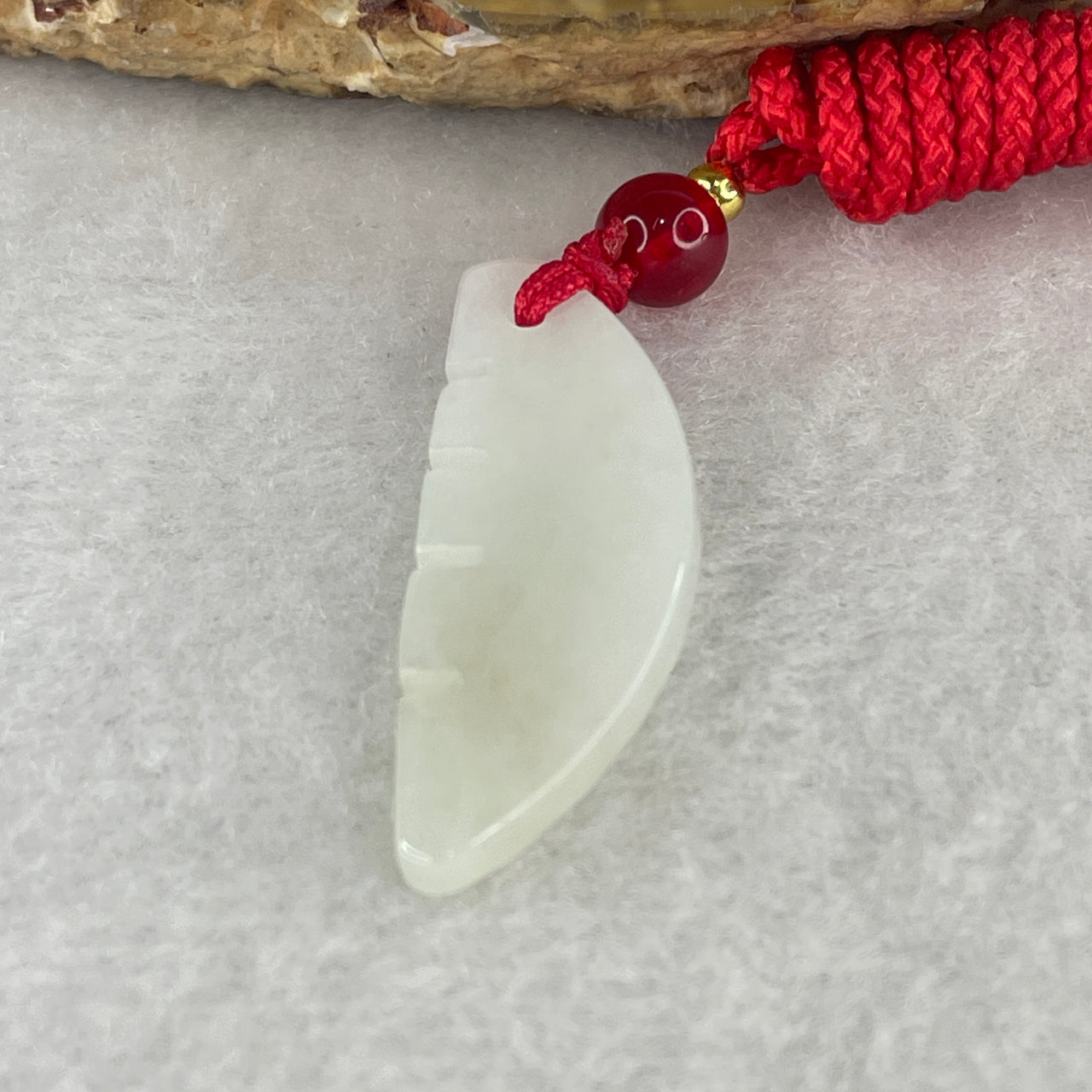 Natural Type A Whitish Green Jadeite Comb Pendant | Vivid Yellow Patch Accent Auspicious Smooth Journey & Fine Harmony Ritual Charm (3.95g 31.6x11.4x2.9mm)