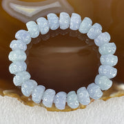 High Grade Type A Full Intense Blueish Lavender Jadeite Lotus Flower Beads Bracelet 33.91g 14cm 10.7mm 24pcs - Huangs Jadeite and Jewelry Pte Ltd