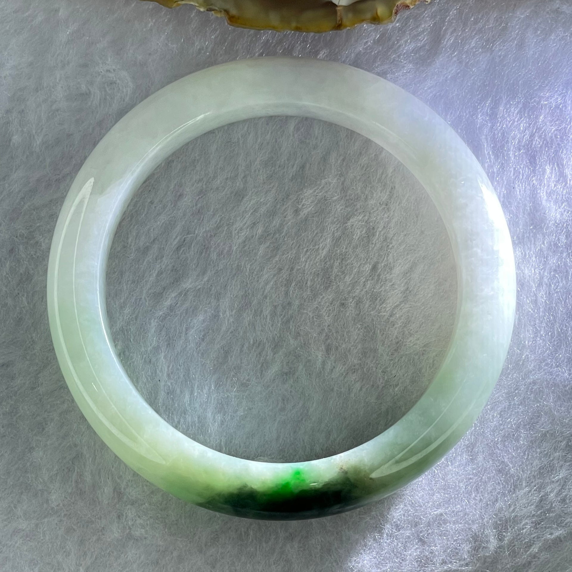 Type A Green Lavender with Dark Green Piao Hua Jadeite Bangle Internal Diameter 52.7mm 44.21g 10.1 by 8.4mm (Slight Internal Lines) - Huangs Jadeite and Jewelry Pte Ltd