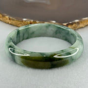 Type A Light Green with Dark Green Piao and Brown Patch Jadeite Bangle Internal Diameter 58.7mm 65.92g 14.9 by 8.5mm (Slight Internal Lines) - Huangs Jadeite and Jewelry Pte Ltd
