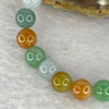 High Grade Type A Multi Color Jadeite Bracelet 21 Beads 22.45g 8.6mm - Huangs Jadeite and Jewelry Pte Ltd