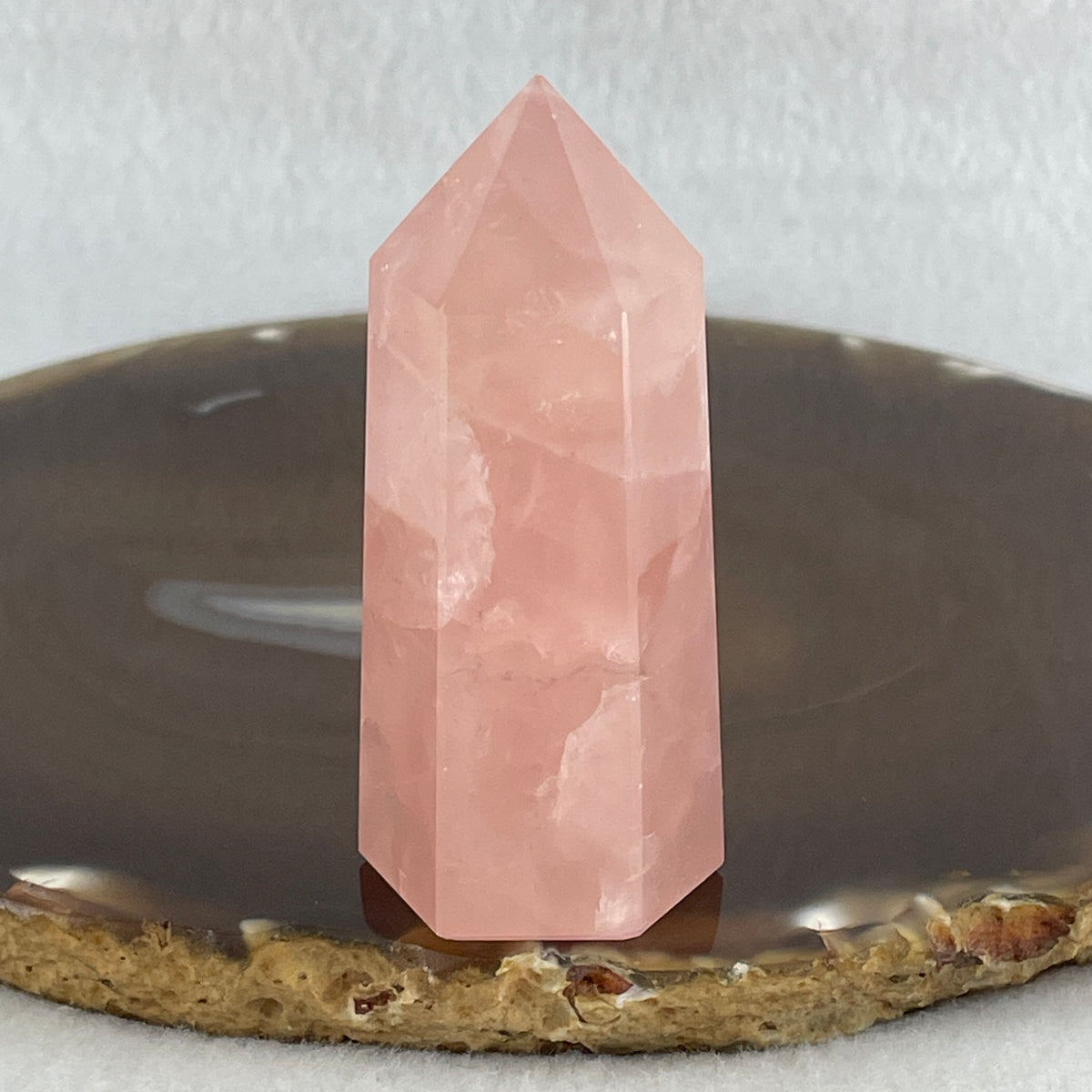 Natural Rose Quartz Tower Display | (66.50g | 62.2 x 29.1 x 25.2mm | Catalyst, "Stone of Unconditional Love & Soft Magnetism" Harmony Generator, Feng Shui Relationship & Emotional Serenity Anchor)