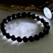 Natural Dark Matt Black Amber Beads Bracelet 天然大黑天翁琥珀手链 6.95g 15cm 8.4mm 22 Beads - Huangs Jadeite and Jewelry Pte Ltd