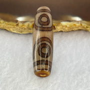 Natural Powerful Tibetan Old Oily Agate 3 Eyes Dzi Bead Heavenly Master (Tian Zhu) 三眼天诛 7.57g 39.9 by 11.3mm - Huangs Jadeite and Jewelry Pte Ltd