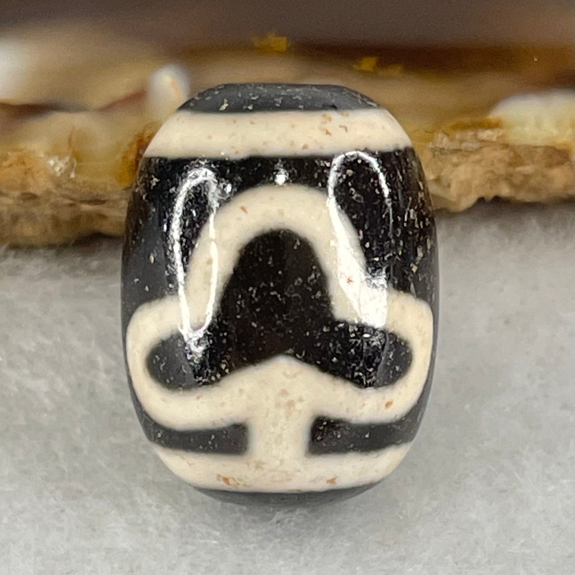 Natural Powerful Tibetan Old Oily Agate Double Bodhi Tree Dzi Bead Heavenly Master (Tian Zhu) 菩提树天珠 5.00g 17.9 by 13.5mm - Huangs Jadeite and Jewelry Pte Ltd