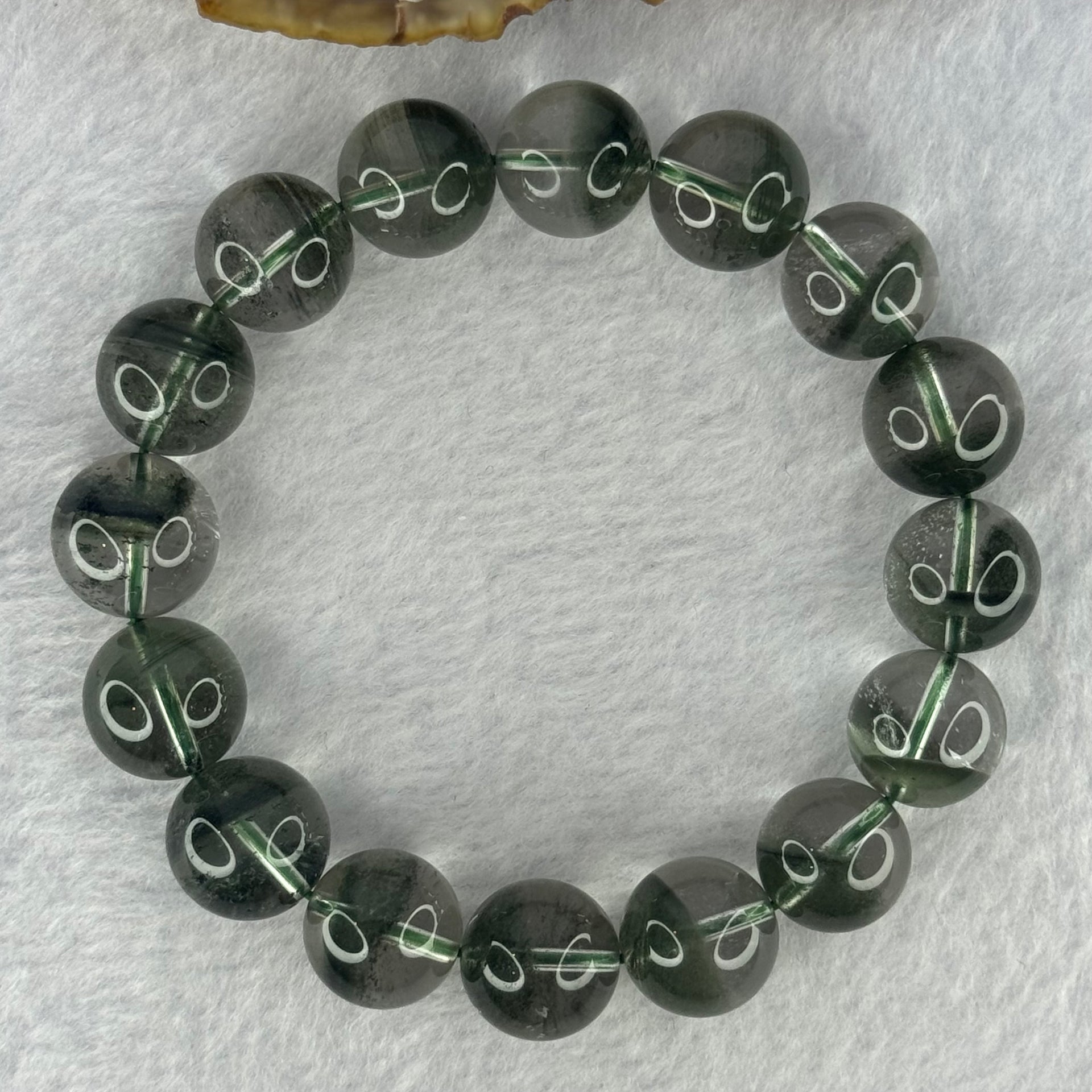 Very Good Grade Natural Green Phantom Quartz Beads Bracelet 52.70g 19cm 13.3mm 16 Beads - Huangs Jadeite and Jewelry Pte Ltd