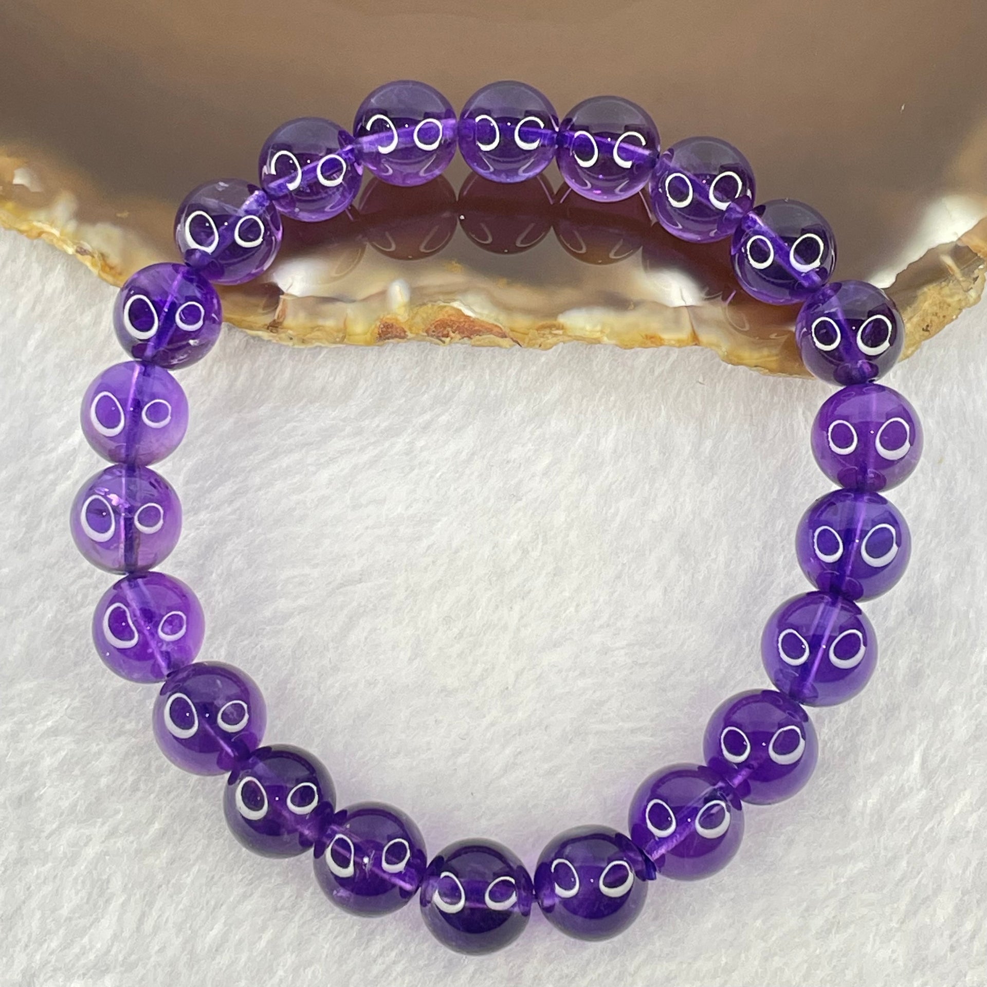 Very Good Grade Natural Amethyst Bracelet 23.07g 16.5cm 9.2mm 22 Beads - Huangs Jadeite and Jewelry Pte Ltd
