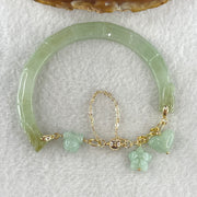 Natural Type A Jelly Light Green with Yellowish Spot Jadeite Bamboo with Double Dragon Head Bracelet 25.94g 17cm 7.2 by 8.2mm - Huangs Jadeite and Jewelry Pte Ltd