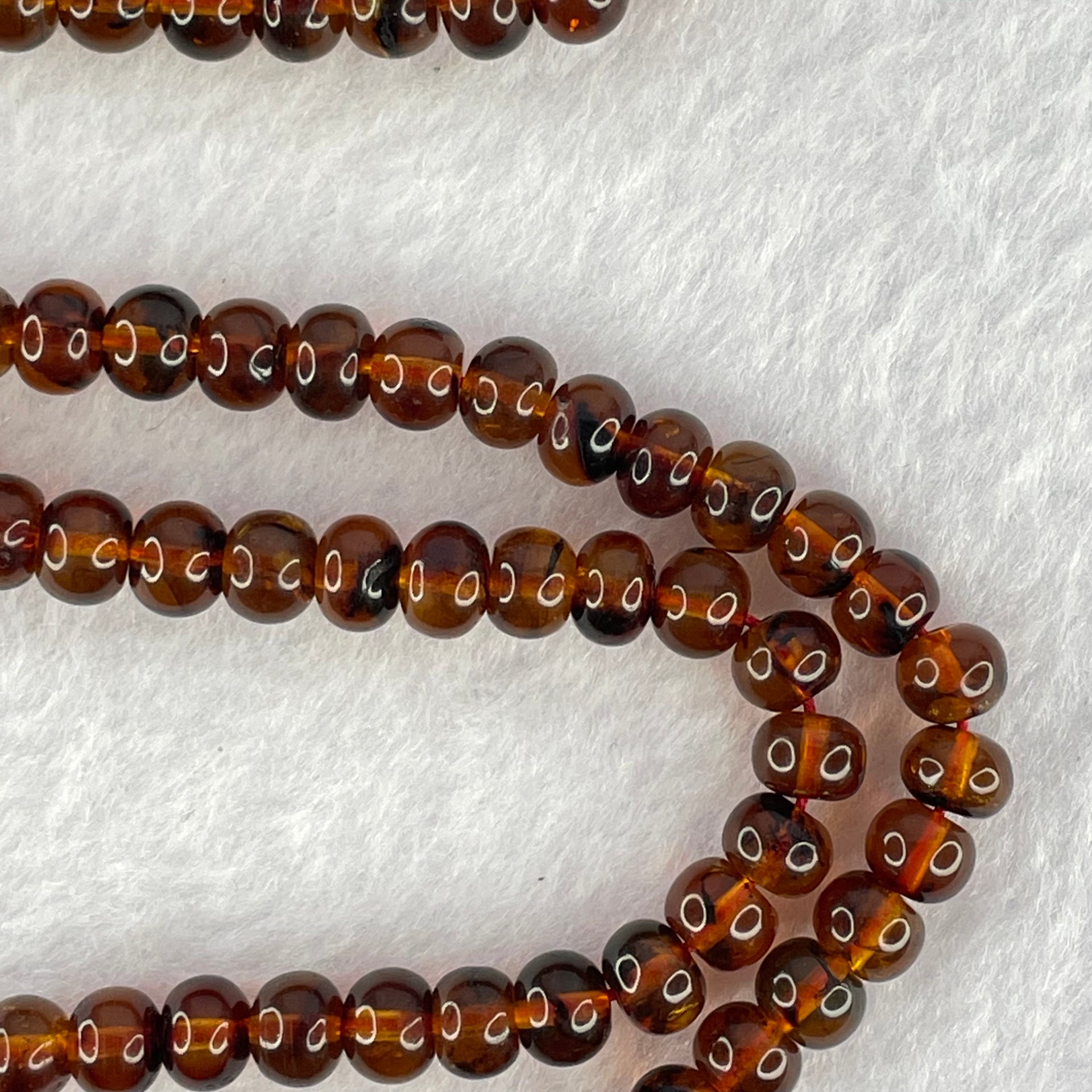 Natural Blood Red Amber Beads Necklace 天然血珀项链 13.66g 52cm 6.2mm 108 Beads - Huangs Jadeite and Jewelry Pte Ltd