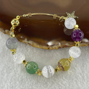 Natural Selenite with Yellow Green Grey Purple Fluorite Beads Bracelet 20.40g 11.0mm 8Beads 15cm - Huangs Jadeite and Jewelry Pte Ltd