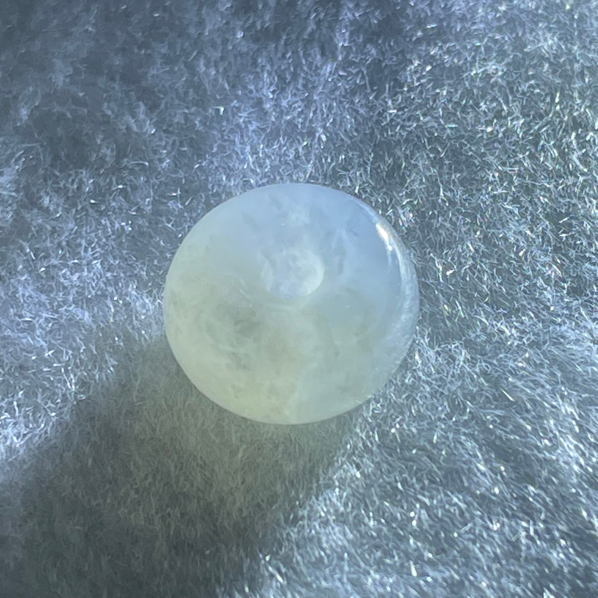 Type A Semi Icy Light Lavender With Wuji Grey Spots Jadeite Ping An Kou Charm/Pendant 2.03g 12.4 by 6.4mm - Huangs Jadeite and Jewelry Pte Ltd