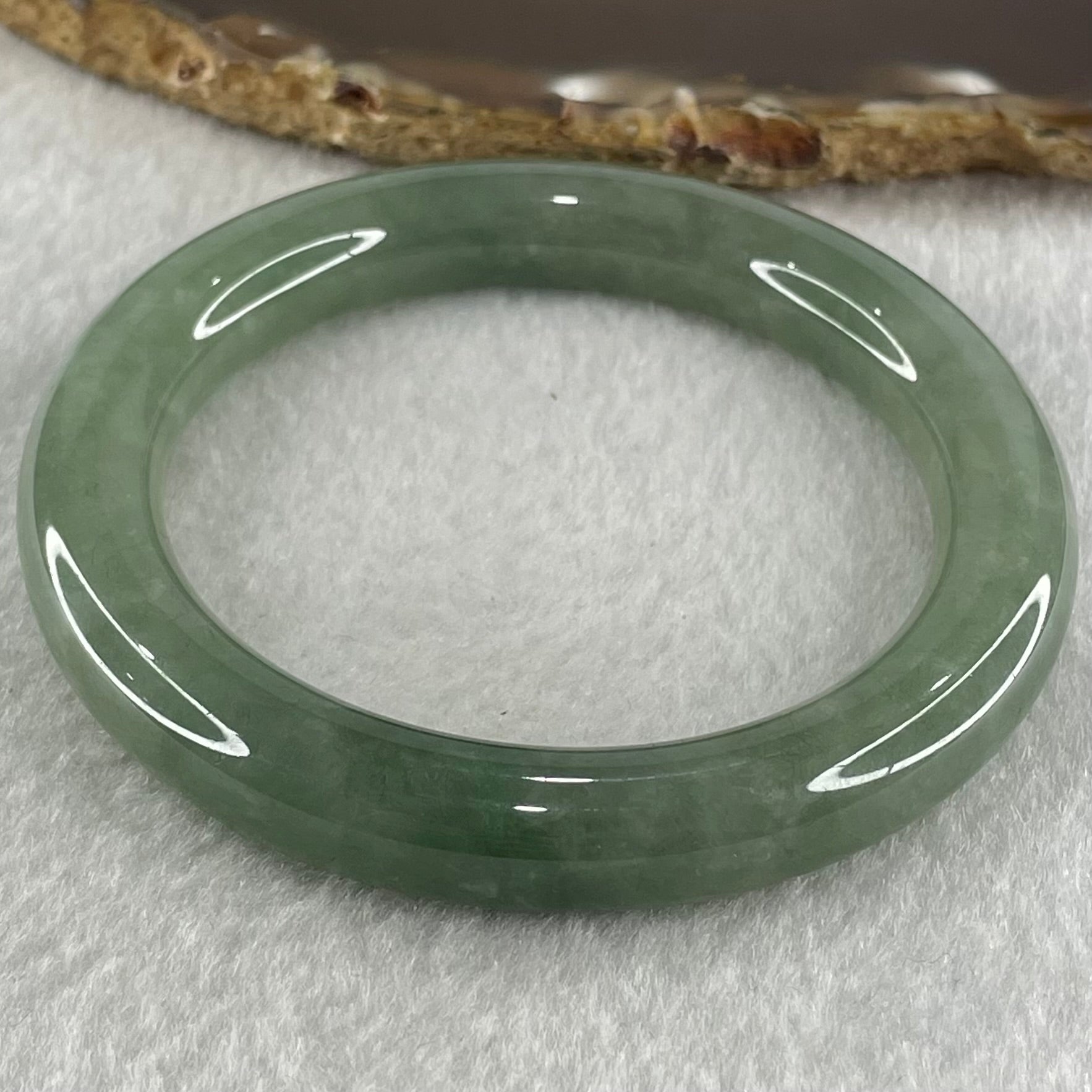 Type A Green Jadeite Bangle 55.99g Internal Diameter 55.2mm 10.2 by 10.3mm (Close to Perfect) - Huangs Jadeite and Jewelry Pte Ltd