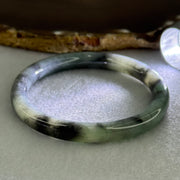 Type A Wuji Grey Black with Light Green Patch Jadeite Bangle Internal Diameter 52.2mm 27.55g 8.0 by 7.0mm - Huangs Jadeite and Jewelry Pte Ltd