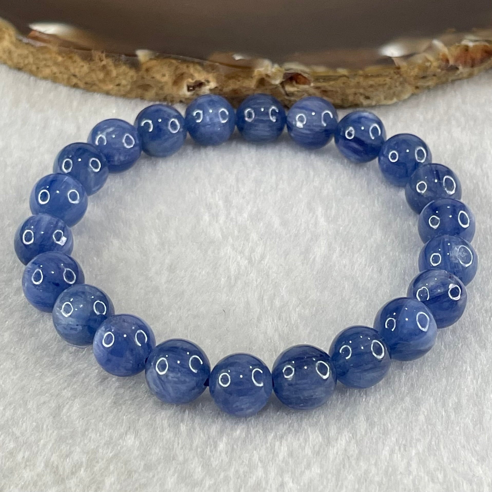Natural Blue Kyanite Beads Bracelet 25.96g 15.5cm 8.9mm 22 Beads - Huangs Jadeite and Jewelry Pte Ltd