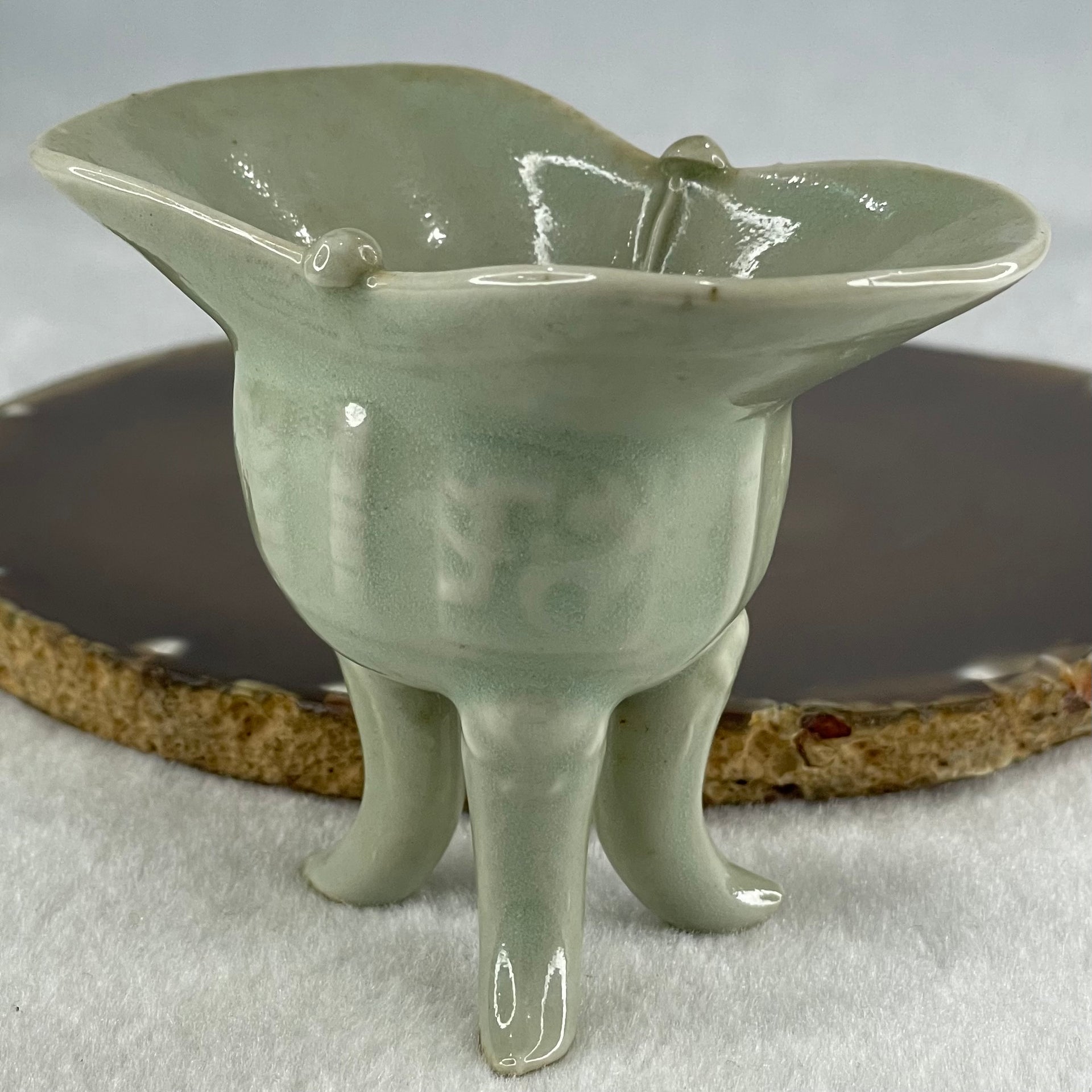 Light Blueish Green Porcelain Wine Cup Display 73.45g 86.3 by 54.0 by 65.2mm - Huangs Jadeite and Jewelry Pte Ltd