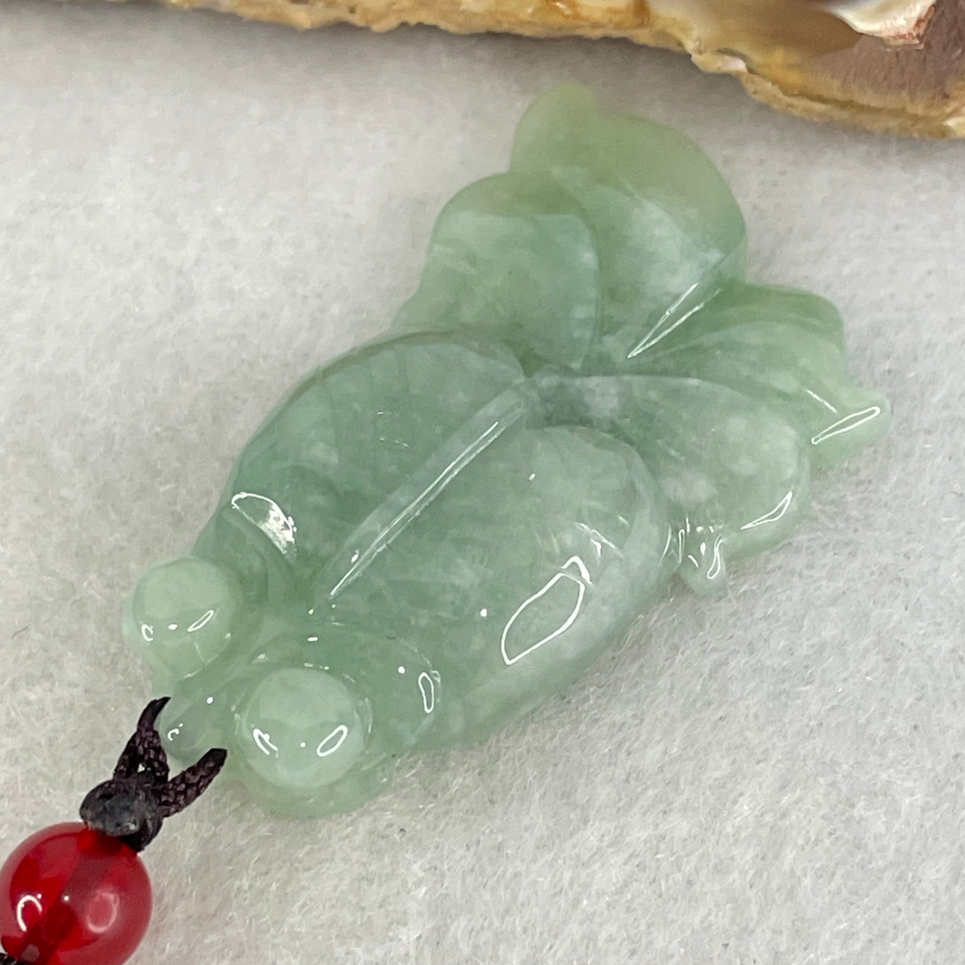 Type A Blueish Green Jadeite Goldfish Pendant 10.23g 37.0 by 22.11 by 7.4mm - Huangs Jadeite and Jewelry Pte Ltd