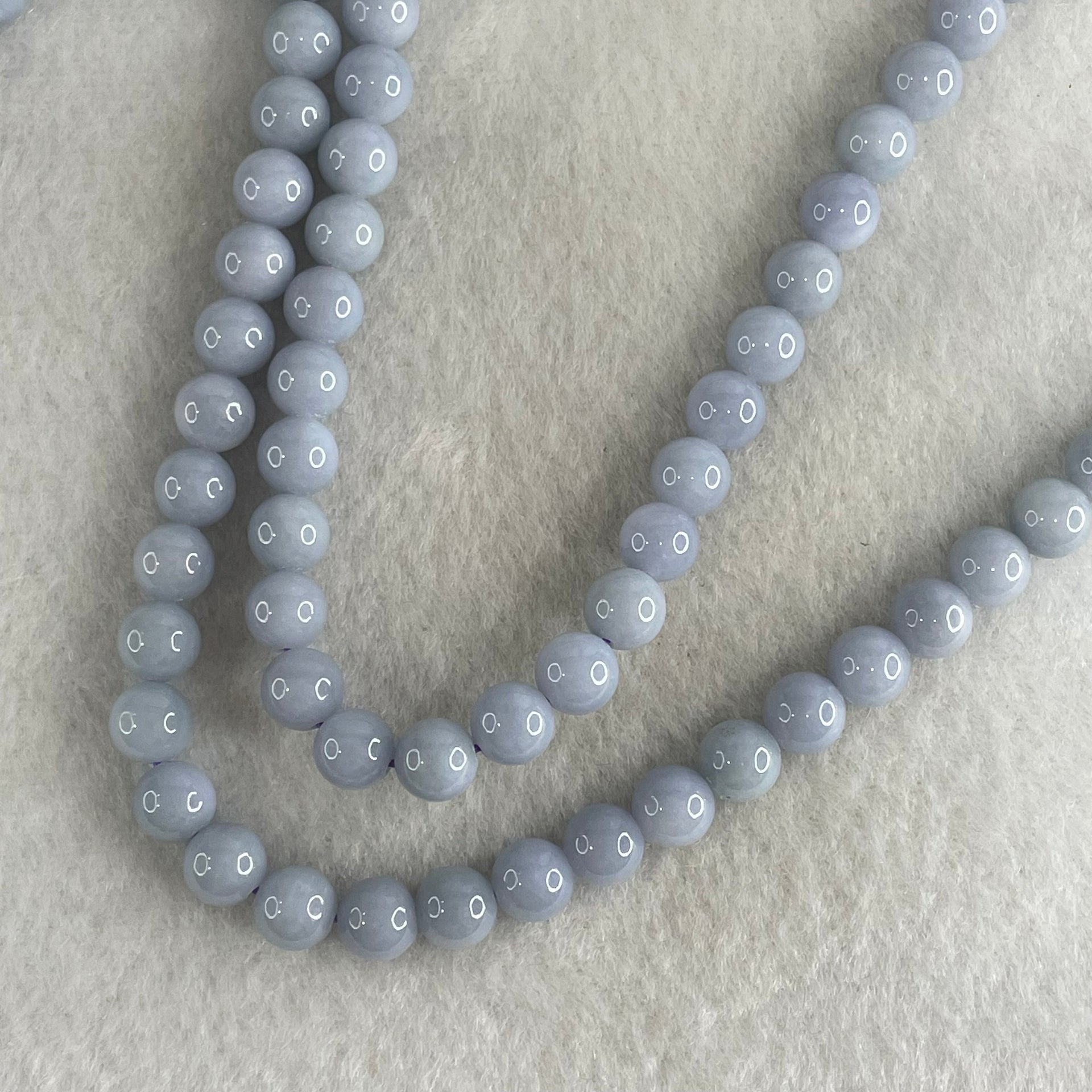 Type A Full Lavender Jadeite Beads Necklace 58.26g 66cm 7.0mm 98 Beads - Huangs Jadeite and Jewelry Pte Ltd