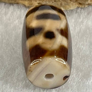 Natural Powerful Tibetan Old Oily Agate Double Cai Shen Dzi Bead Heavenly Master (Tian Zhu) 双财神长天珠 4.73g 19.8 by 11.7mm - Huangs Jadeite and Jewelry Pte Ltd