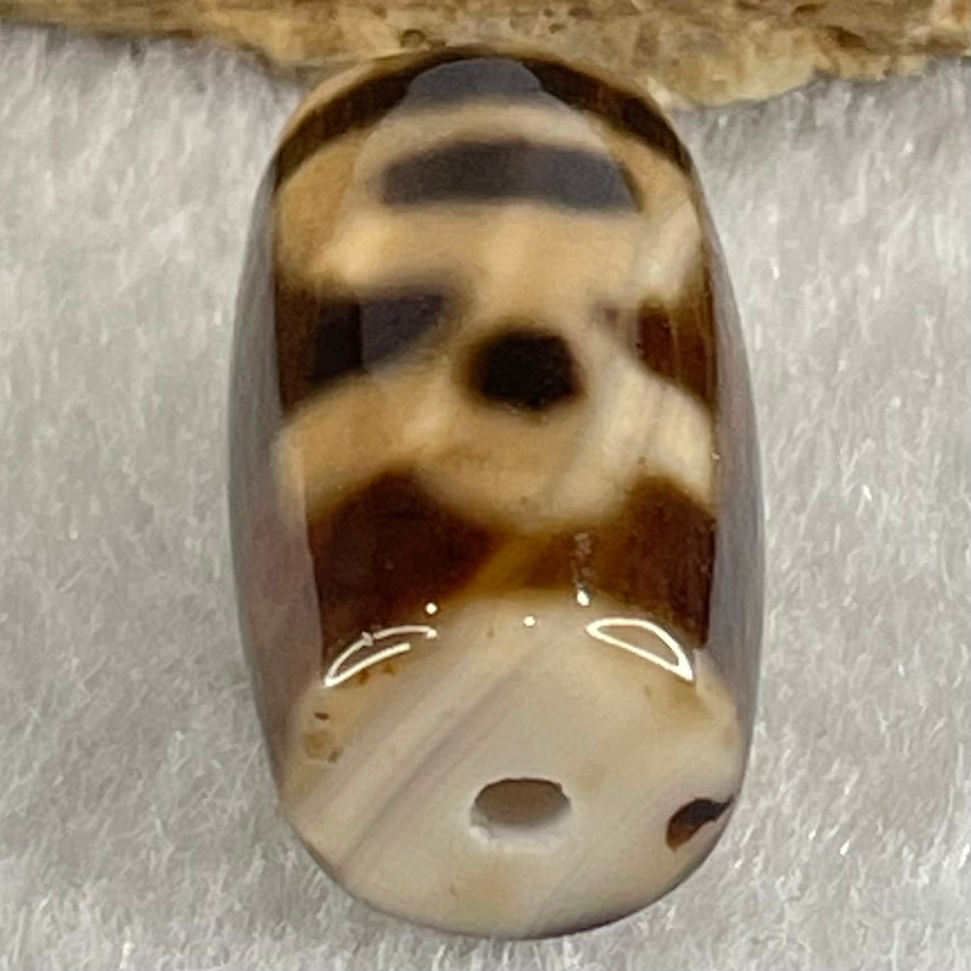 Natural Powerful Tibetan Old Oily Agate Double Cai Shen Dzi Bead Heavenly Master (Tian Zhu) 双财神长天珠 4.73g 19.8 by 11.7mm - Huangs Jadeite and Jewelry Pte Ltd