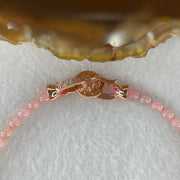 Natural Type A Semi-Icy Pink Jadeite Bracelet | 17cm Delicate 3.8mm Round Genuine Pink Jade Bead Strand with Rose Gold Clasp (5.30g 48 Beads) - Huangs Jadeite and Jewelry Pte Ltd