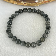 Good Grade Natural Grey Rabbit Hair Rutilated Quartz Beads Bracelet 12.79g 15.5cm 7.3mm 26 Beads - Huangs Jadeite and Jewelry Pte Ltd