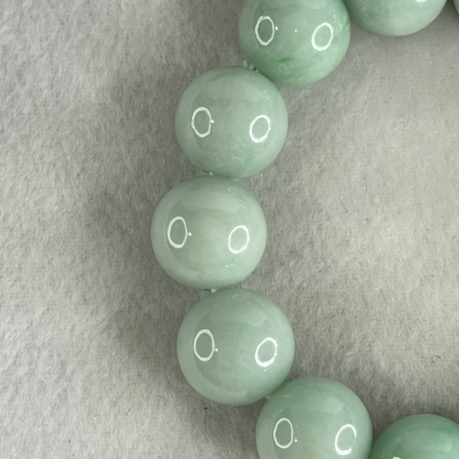 Type A Light Green Jadeite Beads Bracelet 92.33g 15.5cm 16.2mm 13 Beads (Very Slight Internal Lines) - Huangs Jadeite and Jewelry Pte Ltd
