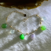 Type A Mixed Color Jadeite Peaches in 18K AU750 Rose Gold Bracelet 5.67g 10.4 by 8.2 by 6.5mm 6pcs - Huangs Jadeite and Jewelry Pte Ltd