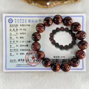 Natural Red Tiger's Eye Quartz Beads Bracelet 63.42g 17cm 14.5mm 15 Beads - Huangs Jadeite and Jewelry Pte Ltd