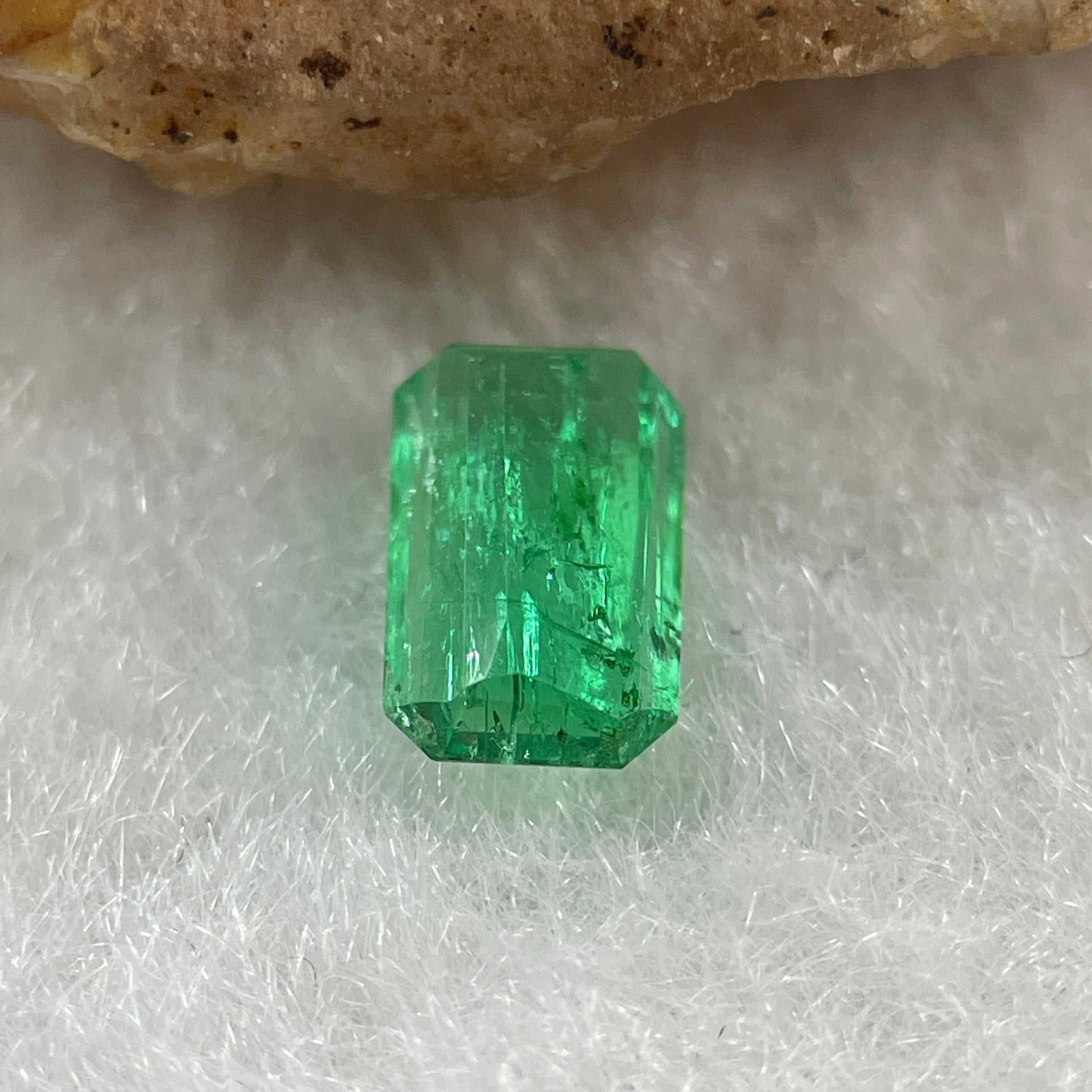 Natural Colombia Vivid Green Emerald (Beryl) Cut-Cornered Rectangular Step cut 0.42ct 6.3 by 3.9 by 1.9mm - Huangs Jadeite and Jewelry Pte Ltd