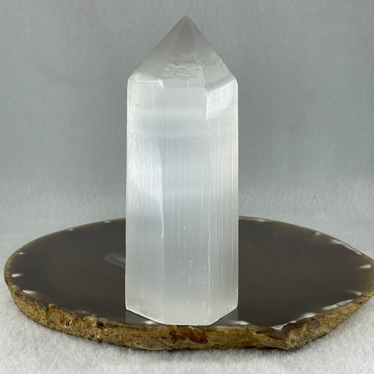 Natural Selenite Tower Display 199.11g 36.7 by 34.8 by 107.0mm - Huangs Jadeite and Jewelry Pte Ltd
