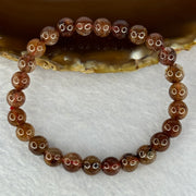 Natural Copper Rutilated Quartz Beads Bracelet 天然銅髮晶手镯 13.32g 15.5cm 7.5mm 26 Beads - Huangs Jadeite and Jewelry Pte Ltd