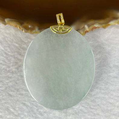 High Icy Type A Sky Blue Jadeite Wu Shi Pai 无事牌 18k Pendant with Diamonds 29.39g 50.8 by 43.9 by 4.9mm - Huangs Jadeite and Jewelry Pte Ltd